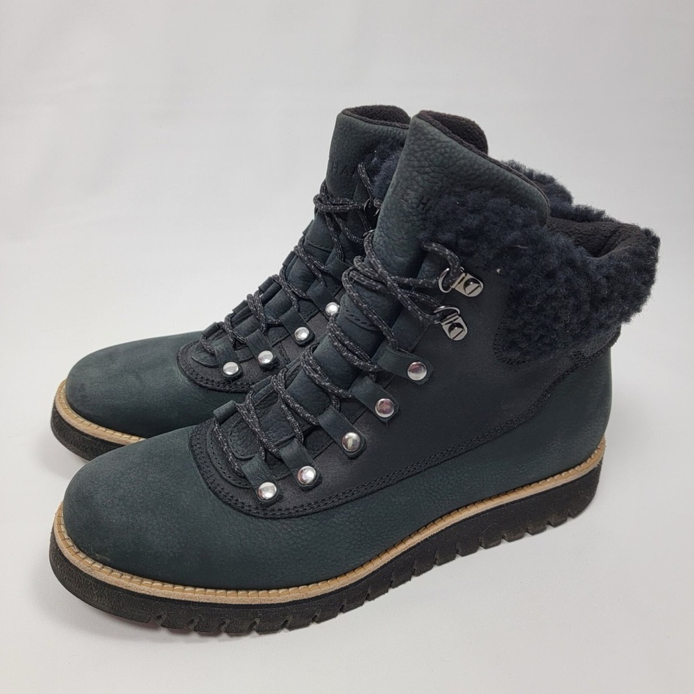 COLE HAAN WOMEN GRANDEXPLORE WATERPROOF HIKER BOOT SIZE 7.5 BLACK/DARK GREEN